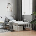 vidaXL Cadre de lit métal sans matelas avec pied de lit blanc 90x200cm