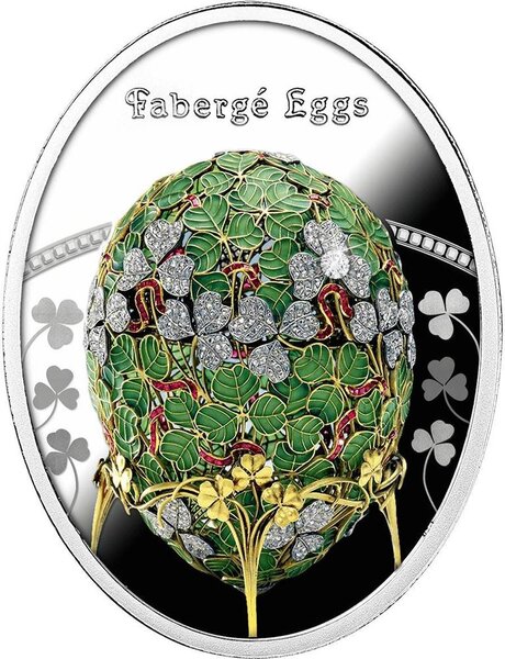 Pièce de monnaie en Argent 1 Dollar g 16.81 Millésime 2025 Faberge Eggs CLOVER LEAF EGG