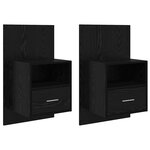 vidaXL Armoire de lit avec tiroir 2 Pièces Chêne noir 48 5 x 32 5 x 80 cm