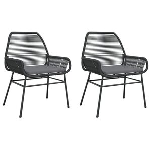 vidaXL Chaises de jardin lot de 2 avec coussins noir résine tressée