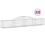 vidaXL Paniers à gabions arqués 9 Pièces 300x30x40/60 cm fer galvanisé