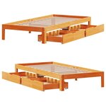 vidaXL Cadre de lit avec tiroirs sans matelas cire marron 90x200 cm