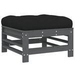 vidaXL Salon de jardin 8 Pièces avec coussins gris bois massif
