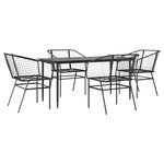 vidaXL Ensemble à manger de jardin 5 Pièces noir résine tressée verre