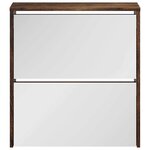 vidaXL Armoire à chaussures miroir à 2 niveaux Chêne fumé 63x17x67 cm