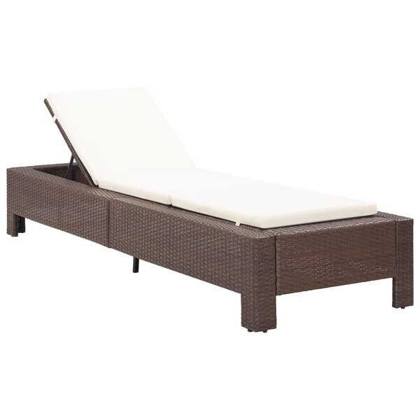 vidaXL Transat avec coussin Marron Résine tressée