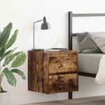vidaXL Table de chevet murale chêne fumé 38x34x40 cm