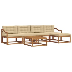 vidaXL Ensemble de canapés d'extérieur 6 Pièces Naturel et Beige