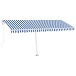vidaXL Auvent automatique capteur de vent/LED 500x300 cm Bleu et blanc