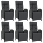 vidaXL Ensemble à manger de jardin coussins 7Pièces Noir Résine tressée
