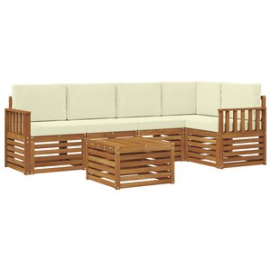 vidaXL Ensemble de canapé d'angle avec coussin 6 Pièces Naturel et Crème