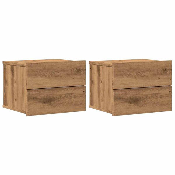 vidaXL Tables de chevet murales 2 Pièces chêne artisanal 40x32x30 cm