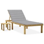 vidaXL Chaise longue de jardin avec table et coussin Pin imprégné