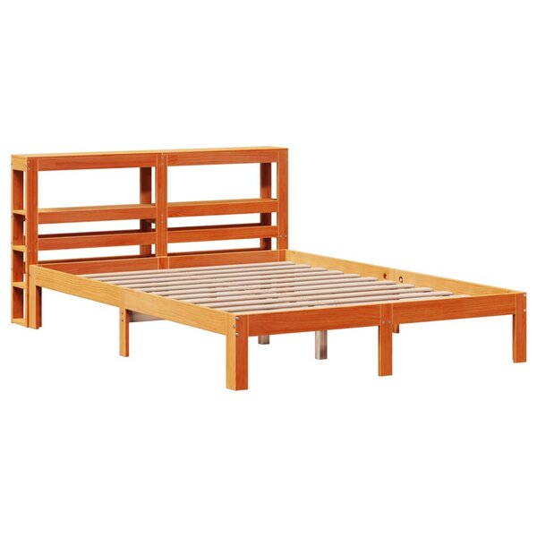 vidaXL Cadre de lit sans matelas cire marron 135x190cm bois pin massif