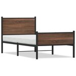 vidaXL Cadre de lit en métal sans matelas chêne marron 90x190 cm