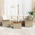 vidaXL Ensemble de canapé de jardin 7 Pièces Beige  Crème 55 x 55 x 37 cm