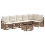 vidaXL Ensemble de canapé de jardin 7 Pièces Beige polyrotin