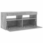 vidaXL Meuble TV avec lumières LED gris béton 90x35x40 cm