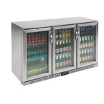 Arrière bar réfrigéré en inox 3 portes - 300 l - polar - r600a - acier inoxydable3300vitrée/battante 1350x520x900mm