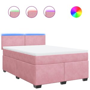 vidaXL Sommier à lattes de lit avec matelas Rose 140x200 cm Velours