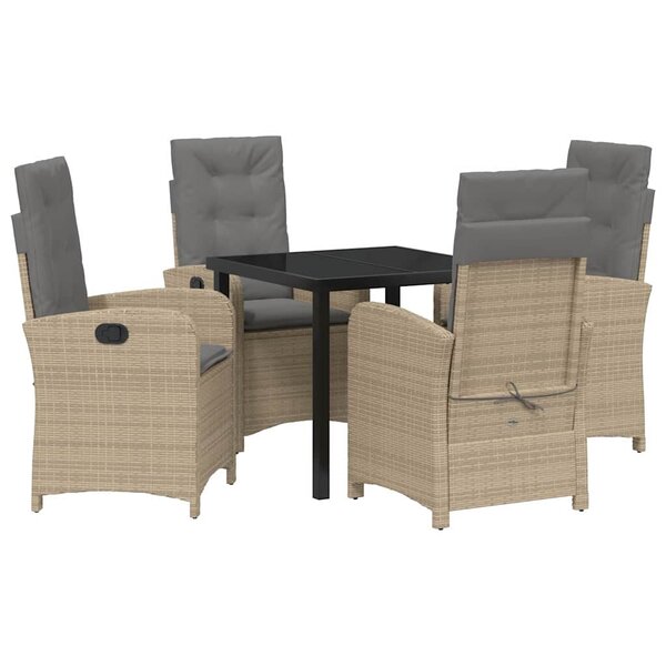 vidaXL Ensemble de salle à manger pour jardin 5 Pièces Beige polyrotin