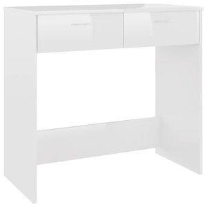 Bureau table poste de travail meuble d'ordinateur informatique étude brillant 80 x 40 x 75 cm Aggloméré blanc 02_0023550