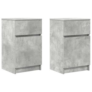 vidaXL Tables de chevet 2 Pièces gris béton 39x35x65 cm bois ingénierie