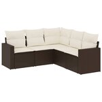 vidaXL Salon de jardin avec coussins 5 Pièces marron résine tressée