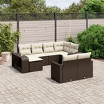 vidaXL Salon de jardin 10 Pièces avec coussins marron résine tressée