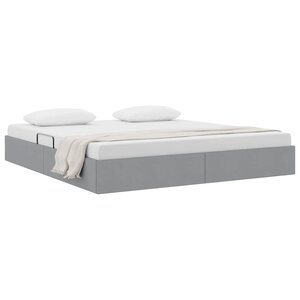 vidaXL Lit de Rangement avec tête de lit Gris clair 180 x 200 cm tissu