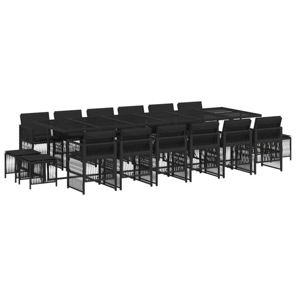 vidaXL Ensemble à manger de jardin 17 Pièces coussins noir résine tressée