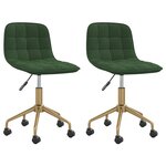 vidaXL Chaises pivotantes à manger lot de 2 vert foncé velours