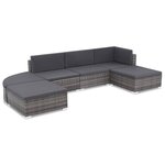 Salon de jardin meuble d'extérieur ensemble de mobilier 6 pièces avec coussins résine tressée gris 02_0016861