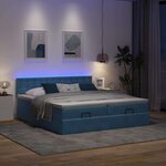 VidaXL Cadre de lit ottoman avec matelas bleu foncé 180x200 cm velours