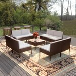vidaXL Salon de jardin 9 Pièces avec coussins résine tressée marron