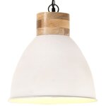 vidaXL Lampe suspendue industrielle Blanc Fer et bois solide 46 cm E27