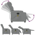 vidaXL Fauteuil de massage inclinable électrique gris clair tissu