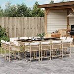 vidaXL Ensemble à manger de jardin et coussins 13 Pièces beige