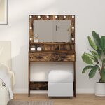 Meuble coiffeuse vidaXL avec lumières LED en chêne fumé 79x41x135 cm