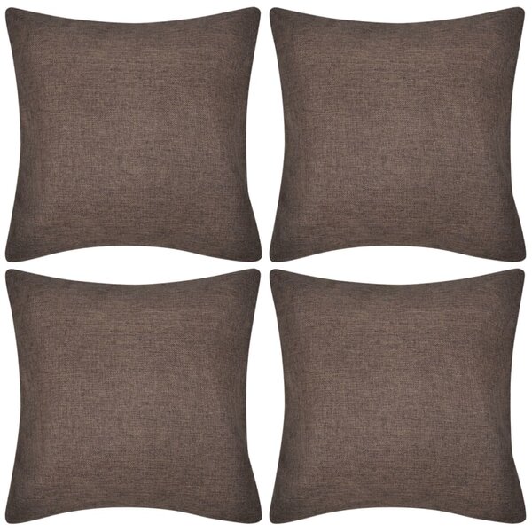 vidaXL Housses de coussin 4 Pièces Aspect de lin Marron 50x50 cm