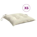 vidaXL Coussins de chaise lot de 6 blanc crème 40x40x7 cm tissu oxford