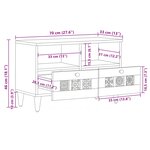 vidaXL Meuble TV Naturel 70 x 33 x 46 cm Bois de mangue massif