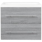 vidaXL Meuble lavabo avec bassin intégré Sonoma gris Bois d'ingénierie