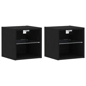 vidaXL Meuble TV 2 Pièces Noir 30 x 28 5 x 30 cm Bois d'ingénierie