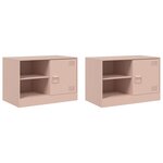 vidaXL Meubles TV 2 Pièces rose 67x39x44 cm acier
