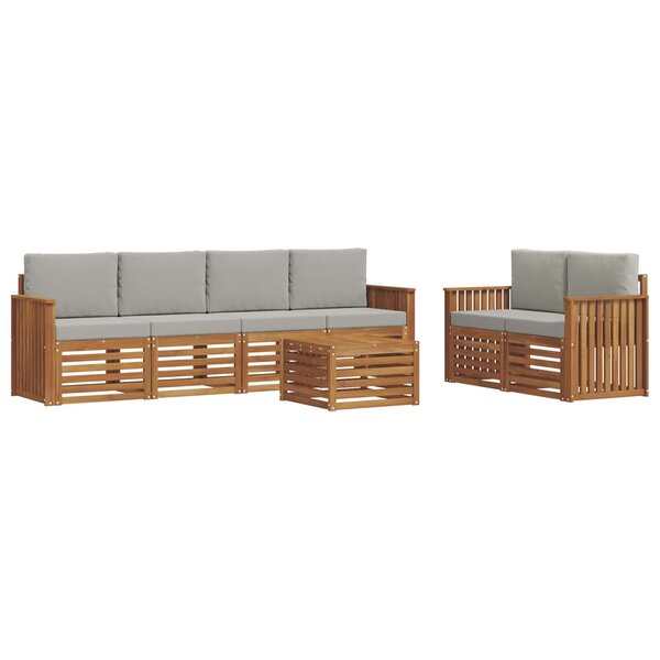 vidaXL Ensemble de canapés d'extérieur 7 Pièces Gris Naturel et Clair