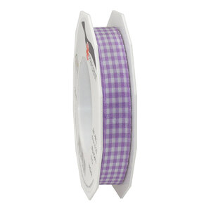 Ruban textile carreau de vichy 20-m-rouleau 15 mm  lavande/blanc