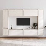 vidaXL Meubles TV 8 Pièces Blanc Bois massif de pin