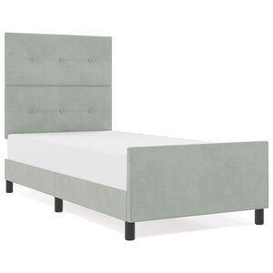 vidaXL Lit à ressorts avec tête de lit Gris clair 90 x 200 cm Velours