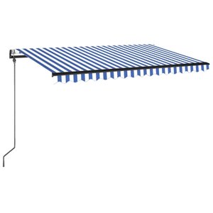vidaXL Auvent automatique capteur de vent LED 450x350 cm Bleu et blanc